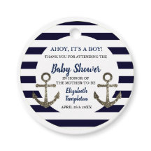 Ahoy es un pequeño Ancla Náutica Azul Baby Shower