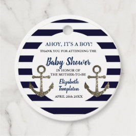Etiquetas Para Recuerdos Ahoy es un pequeño Ancla Náutica Azul Baby Shower