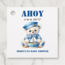 Ahoy Nautical Blue Sailor Bear Boy Baby Shower