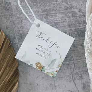 Etiquetas Para Recuerdos Airy Greenery and Gold Leaf Thank You