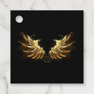 Etiquetas Para Recuerdos Alas del Ángel de Oro sobre fondo negro