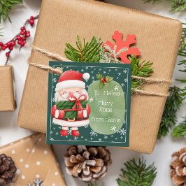 Etiquetas Para Recuerdos Alegre Pegatina navideño de Santa María Roja