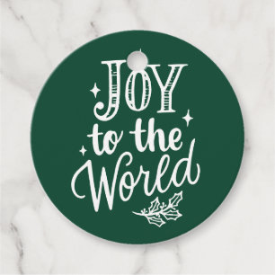 Etiquetas Para Recuerdos Alegría al Mundo Rústico Bosque Verde Navidad