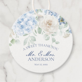Etiquetas Para Recuerdos Algo Floral Azul Hidrangea Boda Círculo