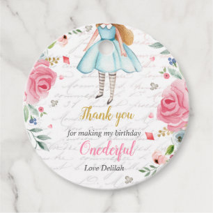 Etiquetas Para Recuerdos Alicia en el país de Onederland Primer cumpleaños 