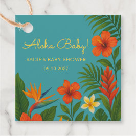 Etiquetas Para Recuerdos Aloha Baby! Chic Tropical Baby Shower