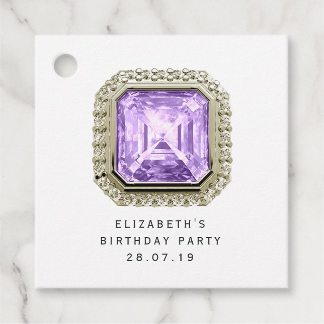 Etiquetas Para Recuerdos Amethyst Febrero Birthstone (Anverso)