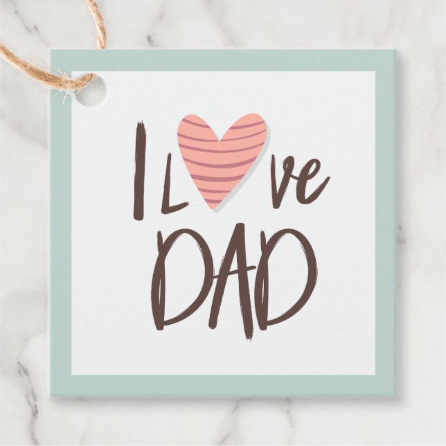 Etiquetas Para Recuerdos Amo a papá - día del padre - corazón (Anverso)