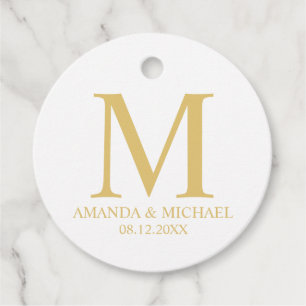 Etiquetas Para Recuerdos 'Amor y Gracias' Boda Elegante en Blanco y Oro