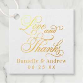 Etiquetas Para Recuerdos Amor y gracias caligrafía Boda Monograma Oro