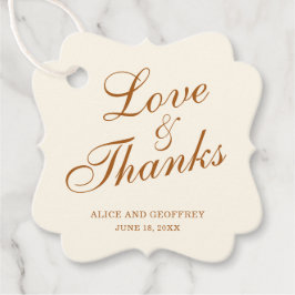 Etiquetas Para Recuerdos Amor y Gracias Elegante Boda de Marfil Cobre