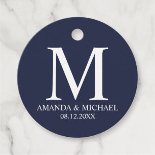 Etiquetas Para Recuerdos 'Amor y Gracias' Marina Elegante Boda Azul y Blanc