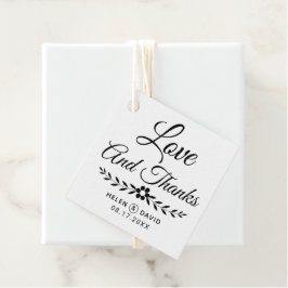 Etiquetas Para Recuerdos Amor y gracias tipografía negra, boda de flores