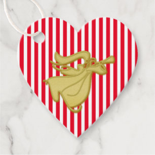 Etiquetas Para Recuerdos ángel de navidades rayas modernas oro blanco rojo