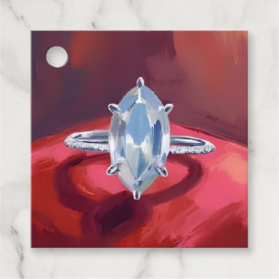 Etiquetas Para Recuerdos Anillo de Compromiso con Diamante Marquise Acuarel