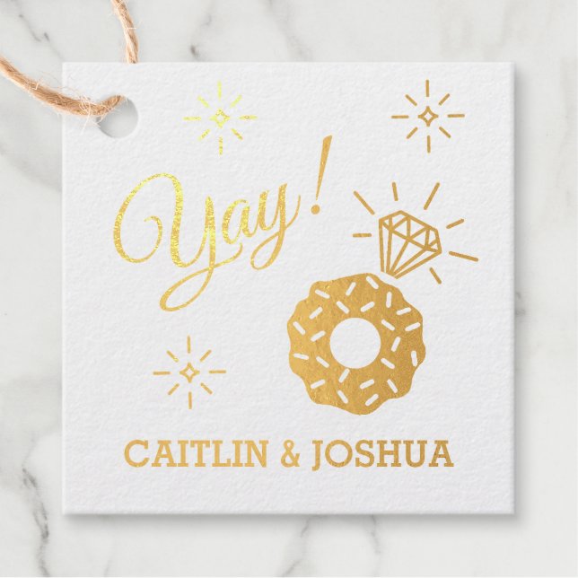 Etiquetas Para Recuerdos Anillo de compromiso de DONA elegante con lámina d (Anverso)