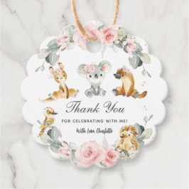 Etiquetas Para Recuerdos Animales australianos adorables con vegetación flo