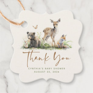 Etiquetas Para Recuerdos Animales de bosque adoran a Baby Shower Gracias