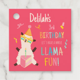 Etiquetas Para Recuerdos Animales de Fiesta Llama Cumpleaños Chicas Rosa