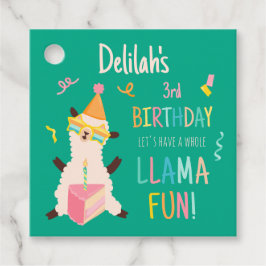 Etiquetas Para Recuerdos Animales de Fiesta Llama Cumpleaños Chicas Verde