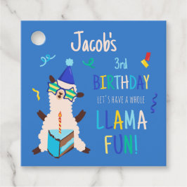 Etiquetas Para Recuerdos Animales de Fiesta Llama Cumpleaños Niños Azul