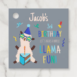 Etiquetas Para Recuerdos Animales de Fiesta Llama Cumpleaños Niños Gris