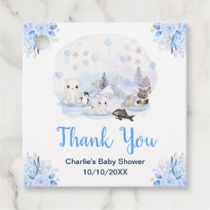 Etiquetas Para Recuerdos Animales de Invierno Mágico Baby Shower Agradecimi