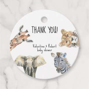 Etiquetas Para Recuerdos Animales de Safari Wild One Baby Shower Gracias