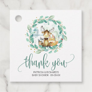 Etiquetas Para Recuerdos Animales del Bosque Vegetación Baby Shower Gracias