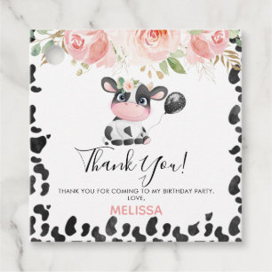 Etiquetas Para Recuerdos Aniversario de la impresión de vacas florales rosa