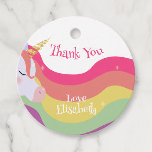 Etiquetas Para Recuerdos Aniversario de la Unicornio del arcoiris mágico y