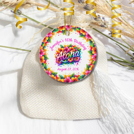 Etiquetas Para Recuerdos Aniversario de Luau del Alfa Tropical Hawaiano