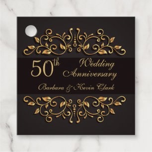 Etiquetas Para Recuerdos Aniversario del 50° Boda de Golden swirls