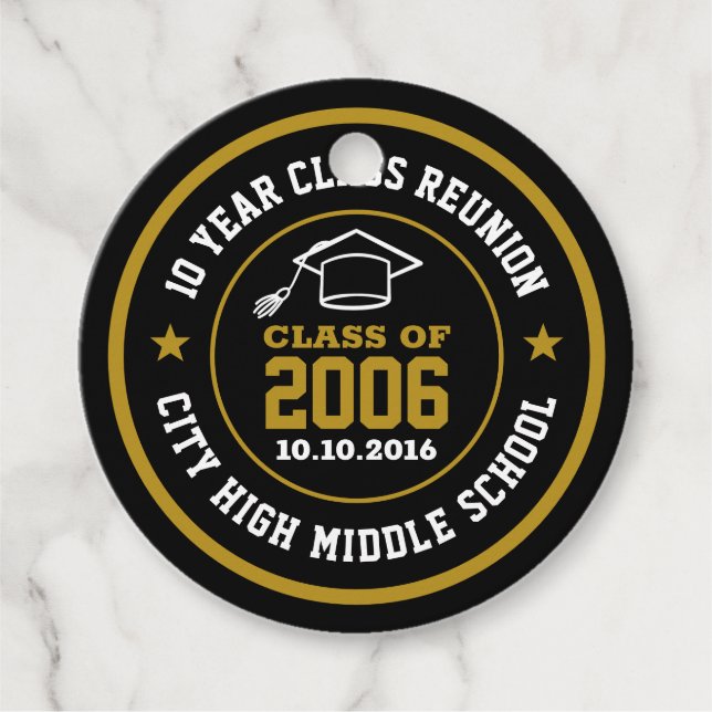 Etiquetas Para Recuerdos Año de graduación de la Escuela Secundaria de Reun (Anverso)