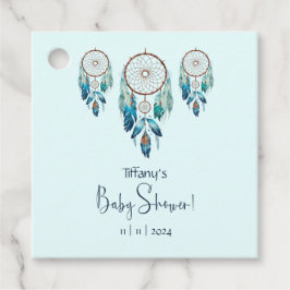Etiquetas Para Recuerdos Aquamarine Watercolor Dreamcatcher Baby Shower