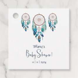 Etiquetas Para Recuerdos Aquamarine Watercolor Dreamcatcher Baby Shower