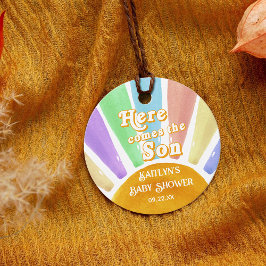 Etiquetas Para Recuerdos Aquí Viene El Baby Shower De Los Niños Retro Son