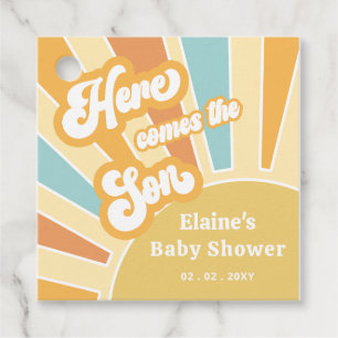 Etiquetas Para Recuerdos Aquí viene el hijo boho retro bebé ducha