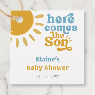 Etiquetas Para Recuerdos Aquí viene el hijo boho retro bebé ducha