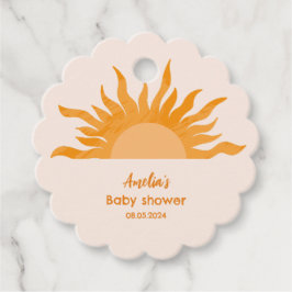 Etiquetas Para Recuerdos Aquí viene el hijo del Baby Shower amarillo boho