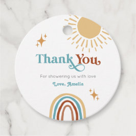 Etiquetas Para Recuerdos Aquí viene el hijo retro Boho Baby Shower