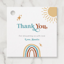 Etiquetas Para Recuerdos Aquí viene el hijo retro Boho Baby Shower