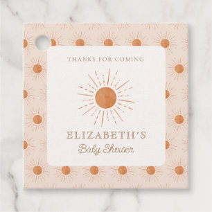 Etiquetas Para Recuerdos Aquí viene el Naranja Sun Baby Shower quemado por