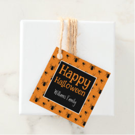 Etiquetas Para Recuerdos Arañas Feliz Halloween Negro Naranja Texto persona