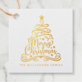 Etiquetas Para Recuerdos Árbol de Navidad Alegre Familia Elegante  