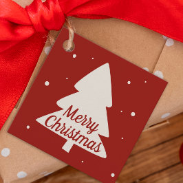 Etiquetas Para Recuerdos Árbol de Navidad con pinos blancos y copos de niev