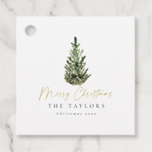 Etiquetas Para Recuerdos Árbol de navidad de acuarela simple y elegante