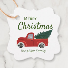Etiquetas Para Recuerdos Árbol de Navidad de camión rojo