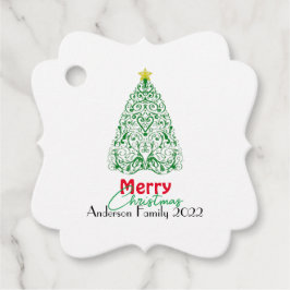 Etiquetas Para Recuerdos Árbol de Navidad lineal moderno y familiar persona