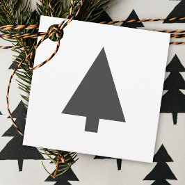 Etiquetas Para Recuerdos Árbol de Navidad minimalista | Blanco y negro simp